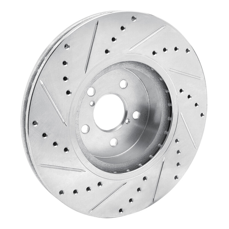 Subaru Outback Brake Rotor (1) - Front Right - R1 Concepts - Drilled & Slotted - Silver - `05-`18